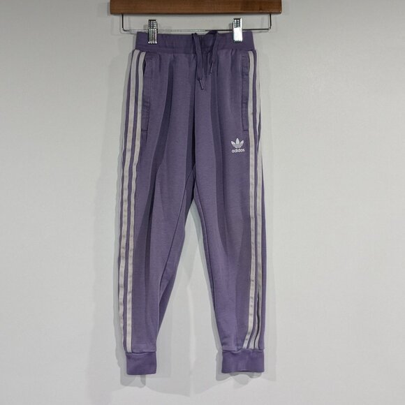*3/$10* adidas Classic Striped Sweatpants Mauve White Size 8 Size XS - Picture 1 of 3